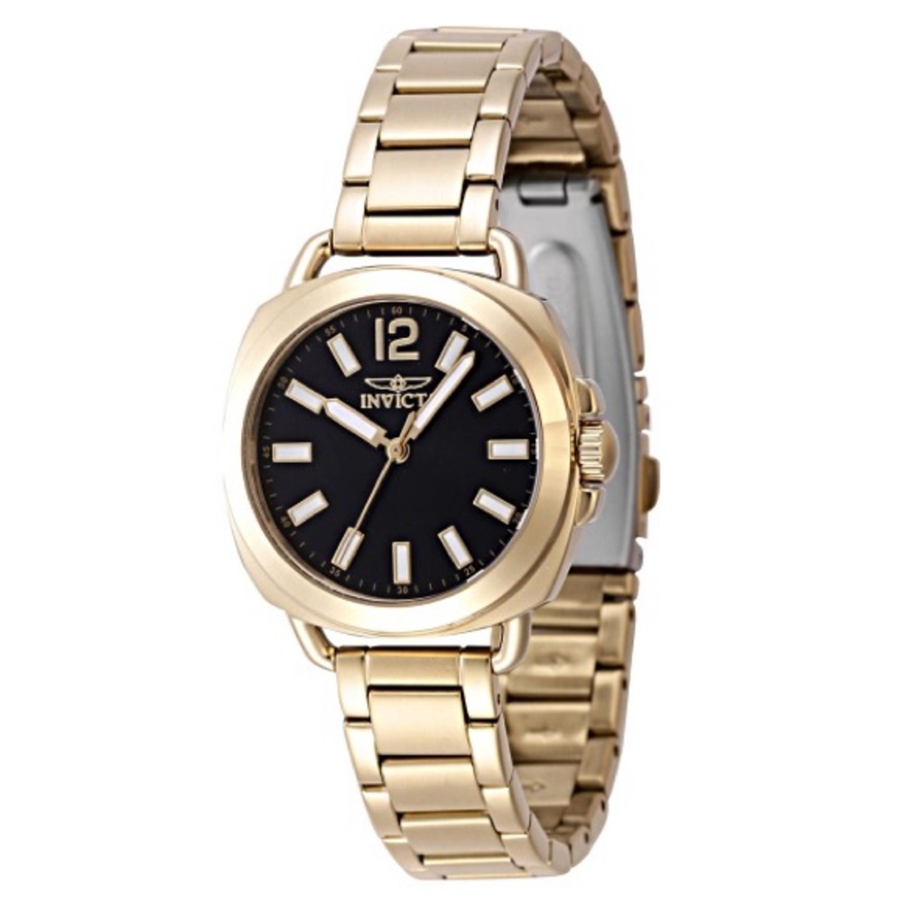 Invicta Wildflower 32mm Black Dial Yellow Stainless Steel Quartz Watch